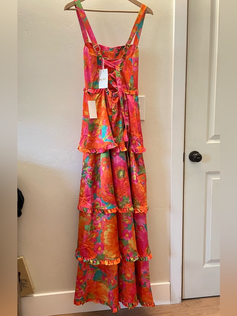 Show Me Your MuMu Lady Corset Maxi Dress — Hot Pink & Orange Floral - Picture 6 of 12